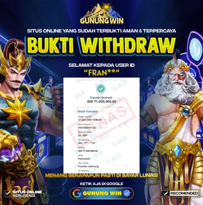 BUKTI WITHDRAW Gates of Olympus 1000 GUNUNGWIN