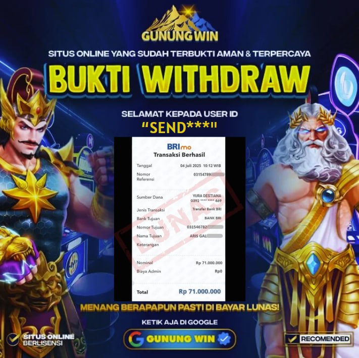 BUKTI WITHDRAW Gates of Olympus 1000 GUNUNGWIN