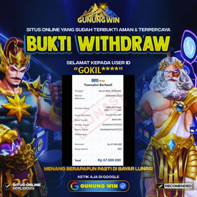 BUKTI WITHDRAW Gates of Gatot Kaca 1000 GUNUNGWIN