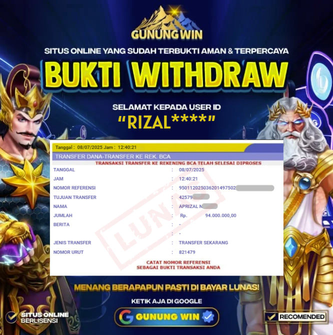 BUKTI WITHDRAW Gates of Olympus 1000 GUNUNGWIN