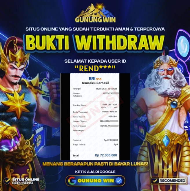 BUKTI WITHDRAW Gates of Gatot Kaca 1000 GUNUNGWIN