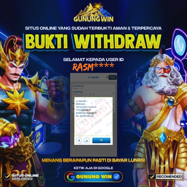 BUKTI WITHDRAW Gates of Gatot Kaca 1000 GUNUNGWIN
