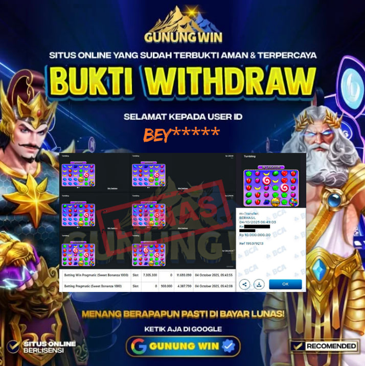 BUKTI WITHDRAW Sweet Bonanza 1000 GUNUNGWIN