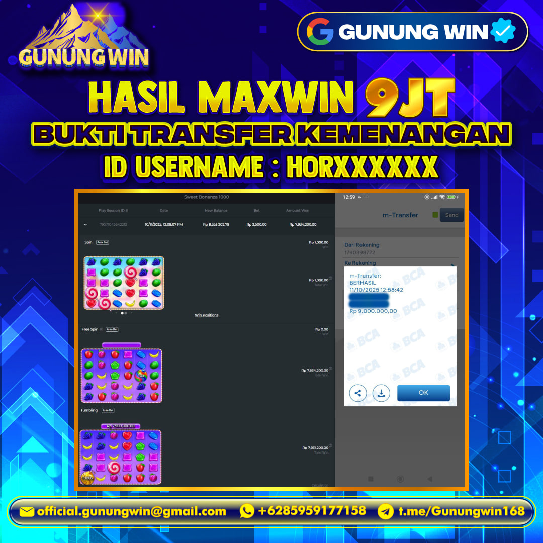 BUKTI WITHDRAW Sweet Bonanza 1000 GUNUNGWIN