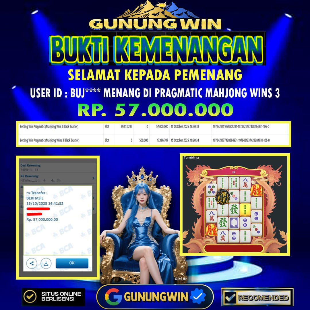 BUKTI WITHDRAW Mahjong Wins 3 - Black GUNUNGWIN