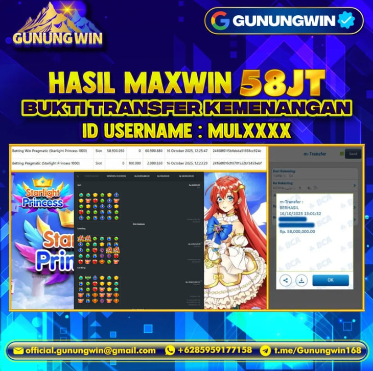 BUKTI WITHDRAW Starlight Princess 1000 GUNUNGWIN