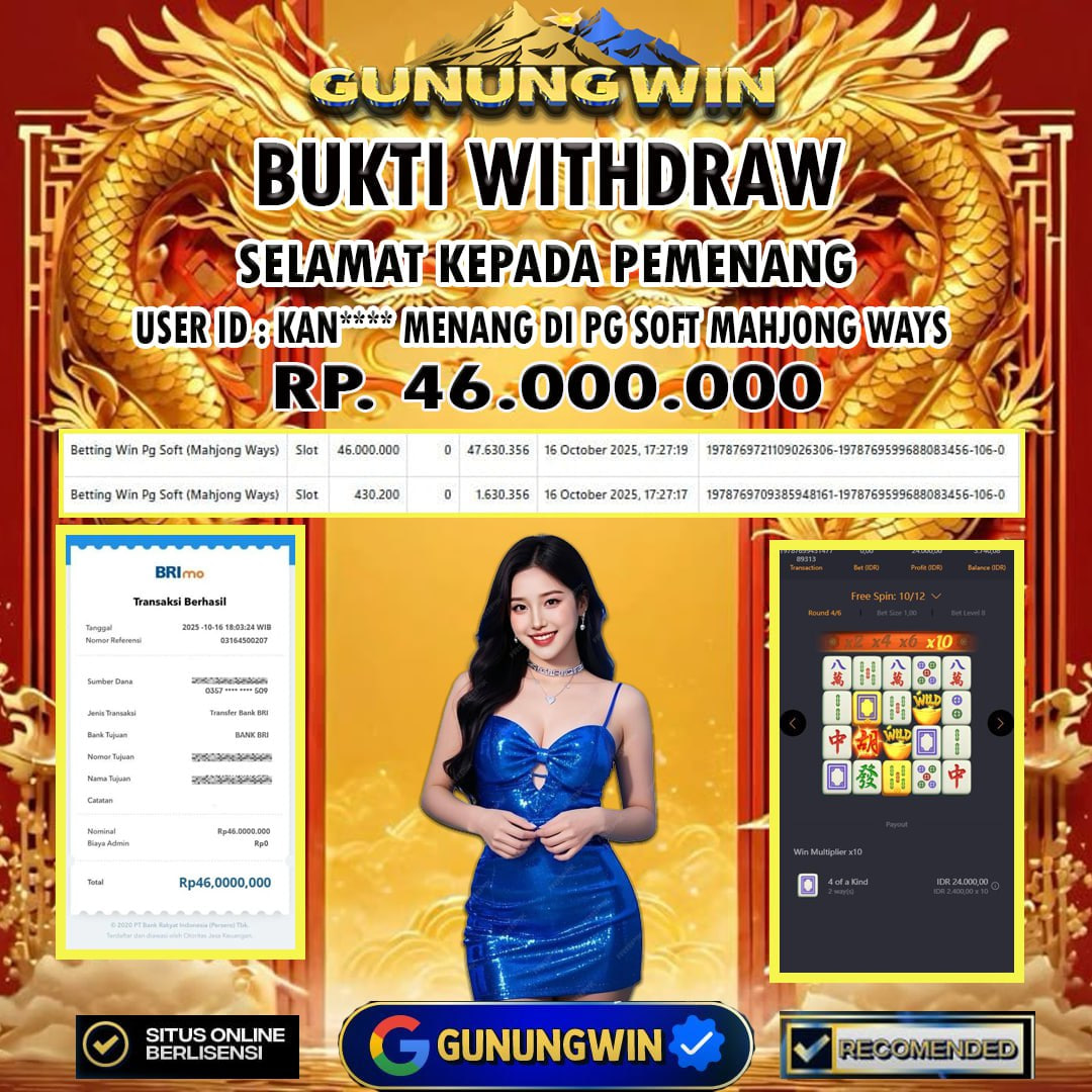 BUKTI WITHDRAW Mahjong Ways GUNUNGWIN