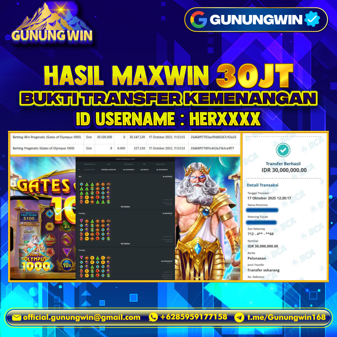 BUKTI WITHDRAW Gates of Olympus 1000 GUNUNGWIN