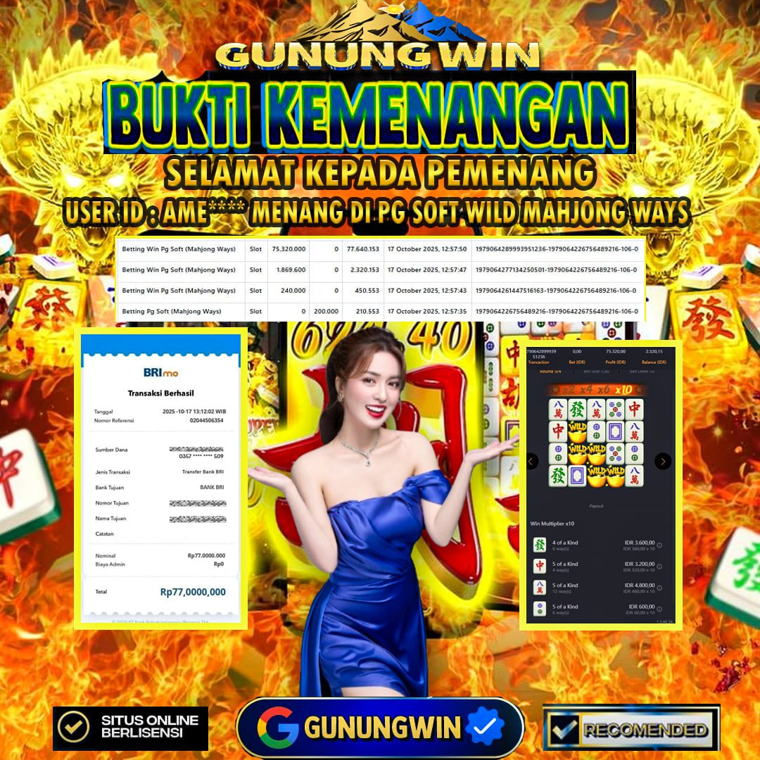 BUKTI WITHDRAW Mahjong Ways GUNUNGWIN