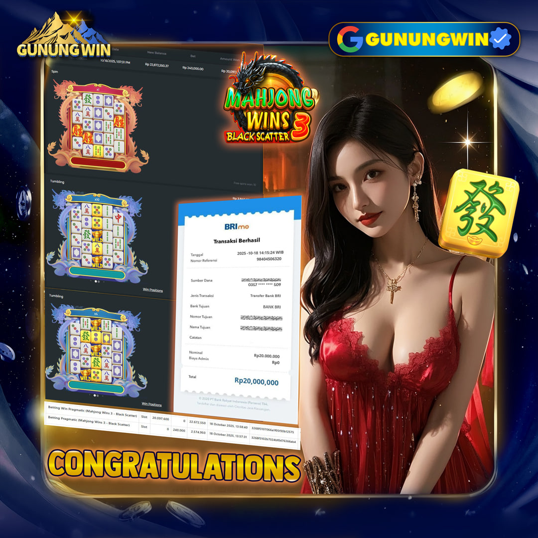 BUKTI WITHDRAW Mahjong Wins 3 - Black GUNUNGWIN