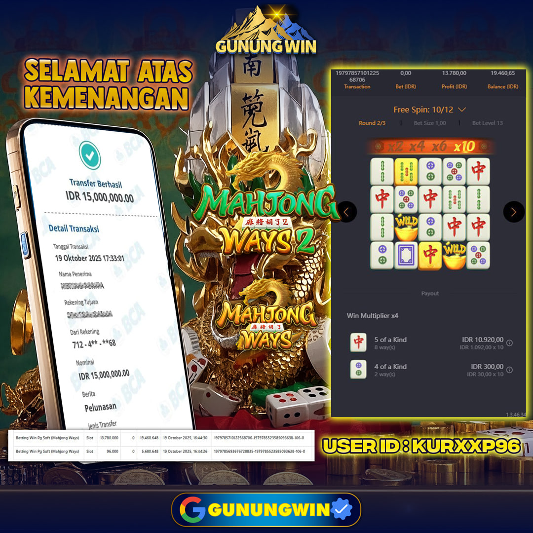 BUKTI WITHDRAW Mahjong Ways 2 GUNUNGWIN