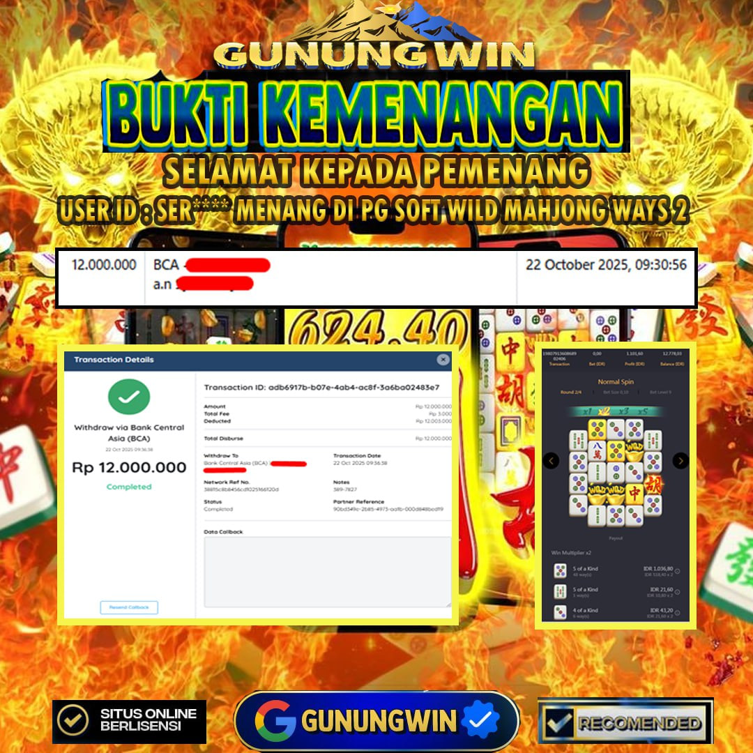 BUKTI WITHDRAW Mahjong Ways 2 GUNUNGWIN