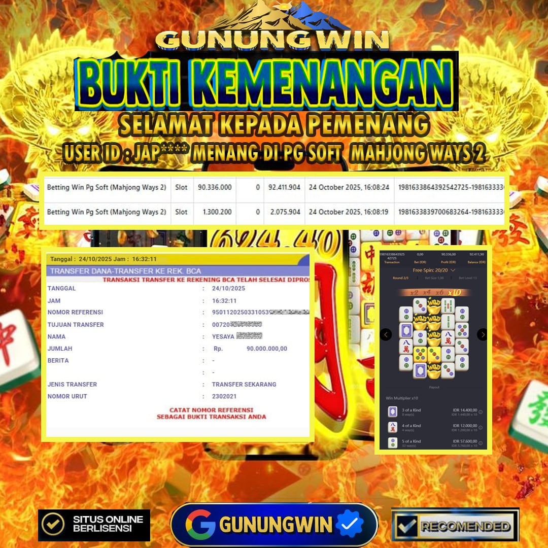 BUKTI WITHDRAW Mahjong Ways 2 GUNUNGWIN