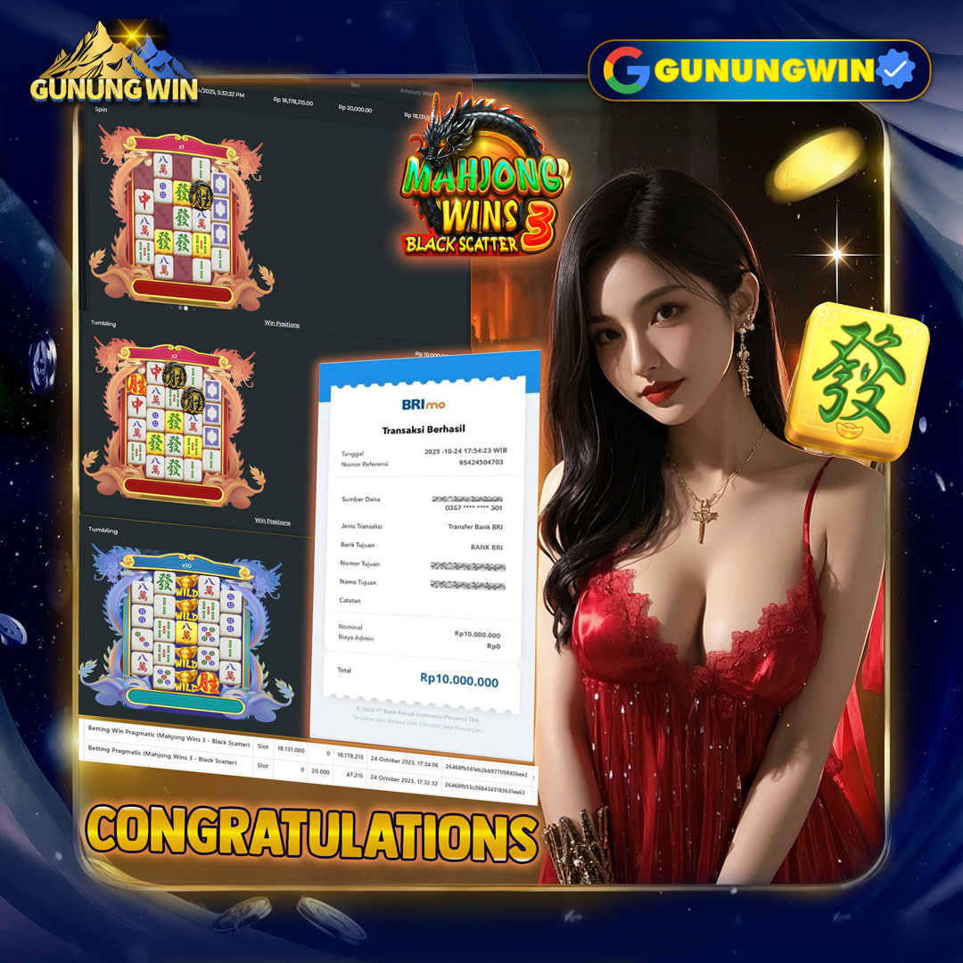 BUKTI WITHDRAW Mahjong Wins 3 - Black GUNUNGWIN