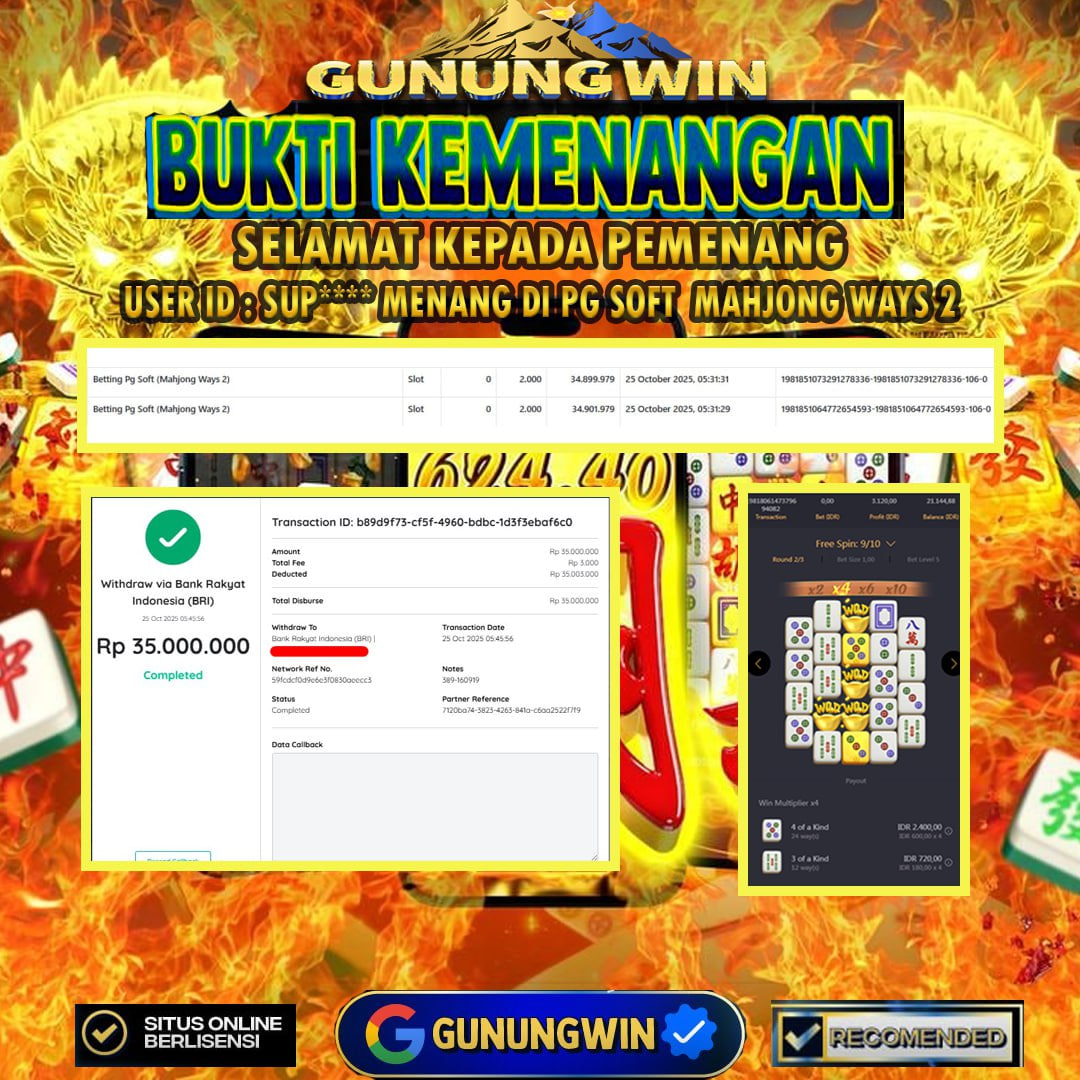 BUKTI WITHDRAW Mahjong Ways 2 GUNUNGWIN