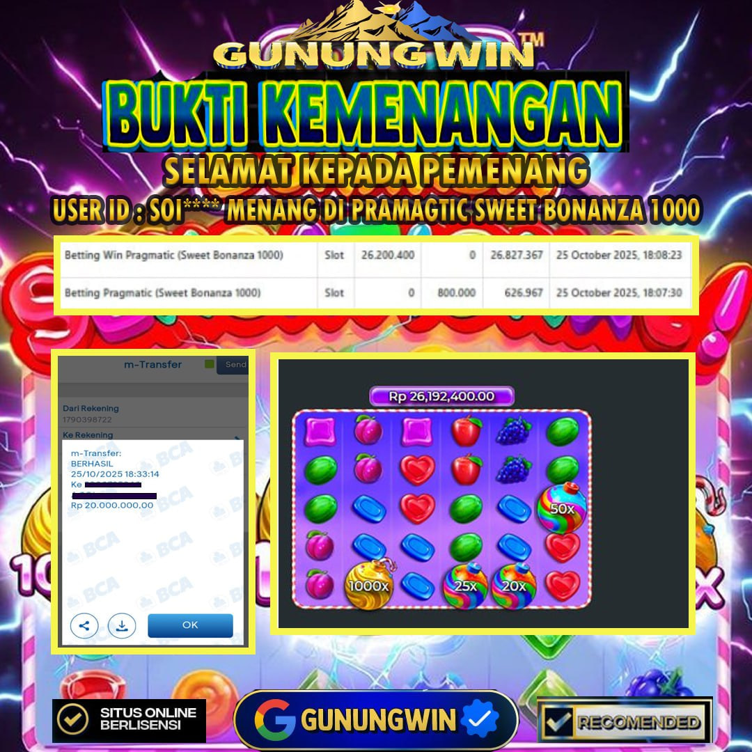 BUKTI WITHDRAW Sweet Bonanza 1000 GUNUNGWIN