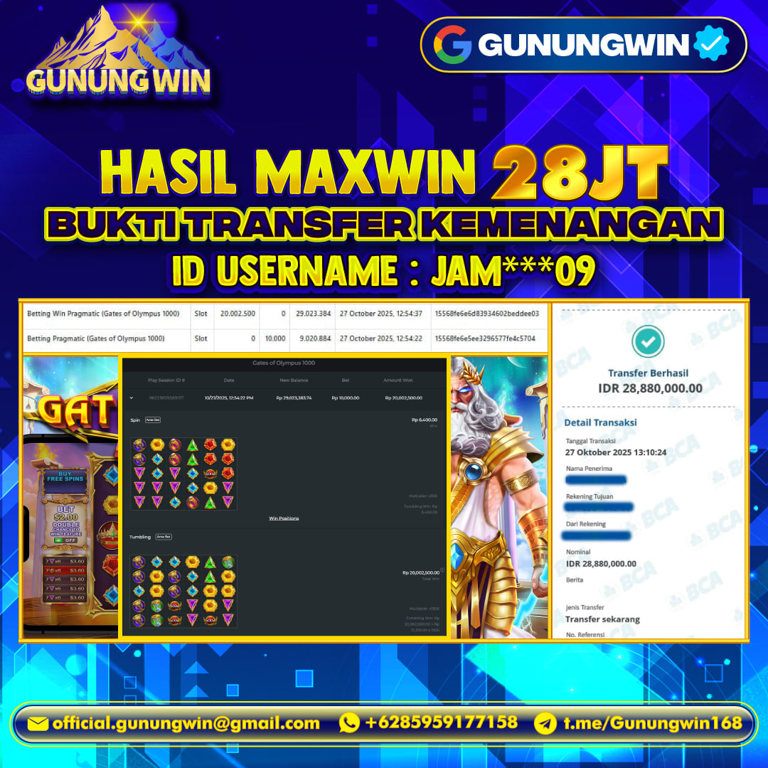 BUKTI WITHDRAW Gates of Olympus 1000 GUNUNGWIN