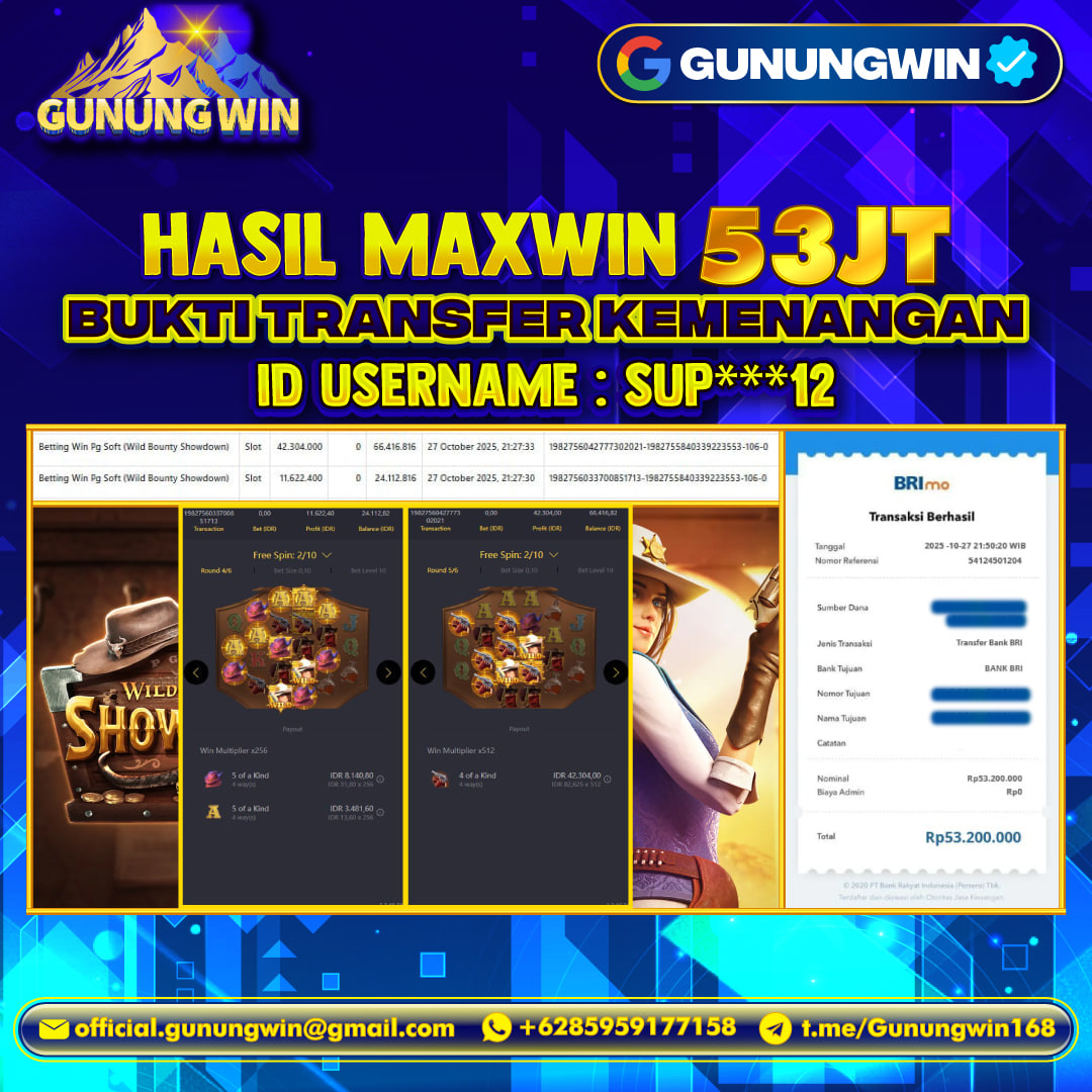 BUKTI WITHDRAW WILLD BOUNTY SHOWDOWN GUNUNGWIN