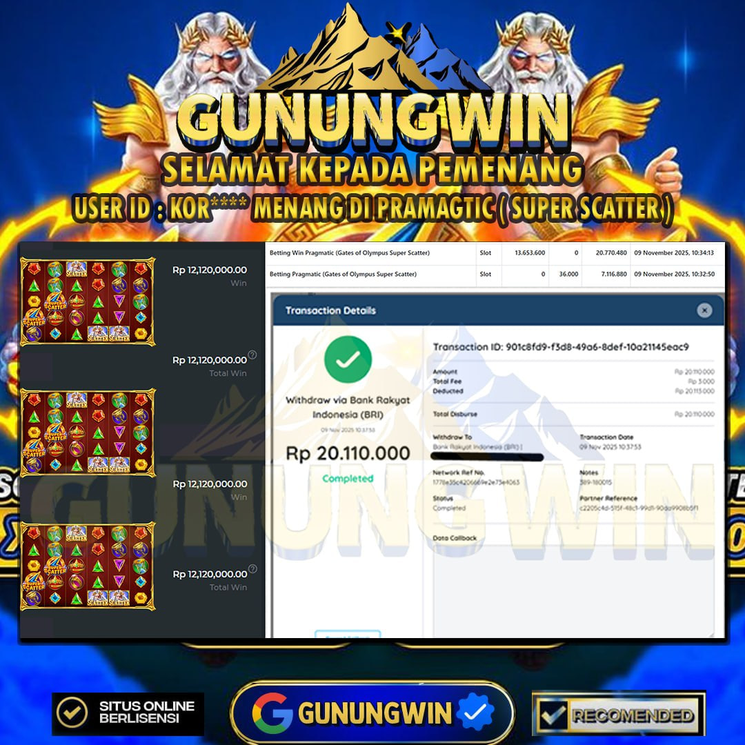 BUKTI WITHDRAW Gates of Olympus Super Scatter GUNUNGWIN