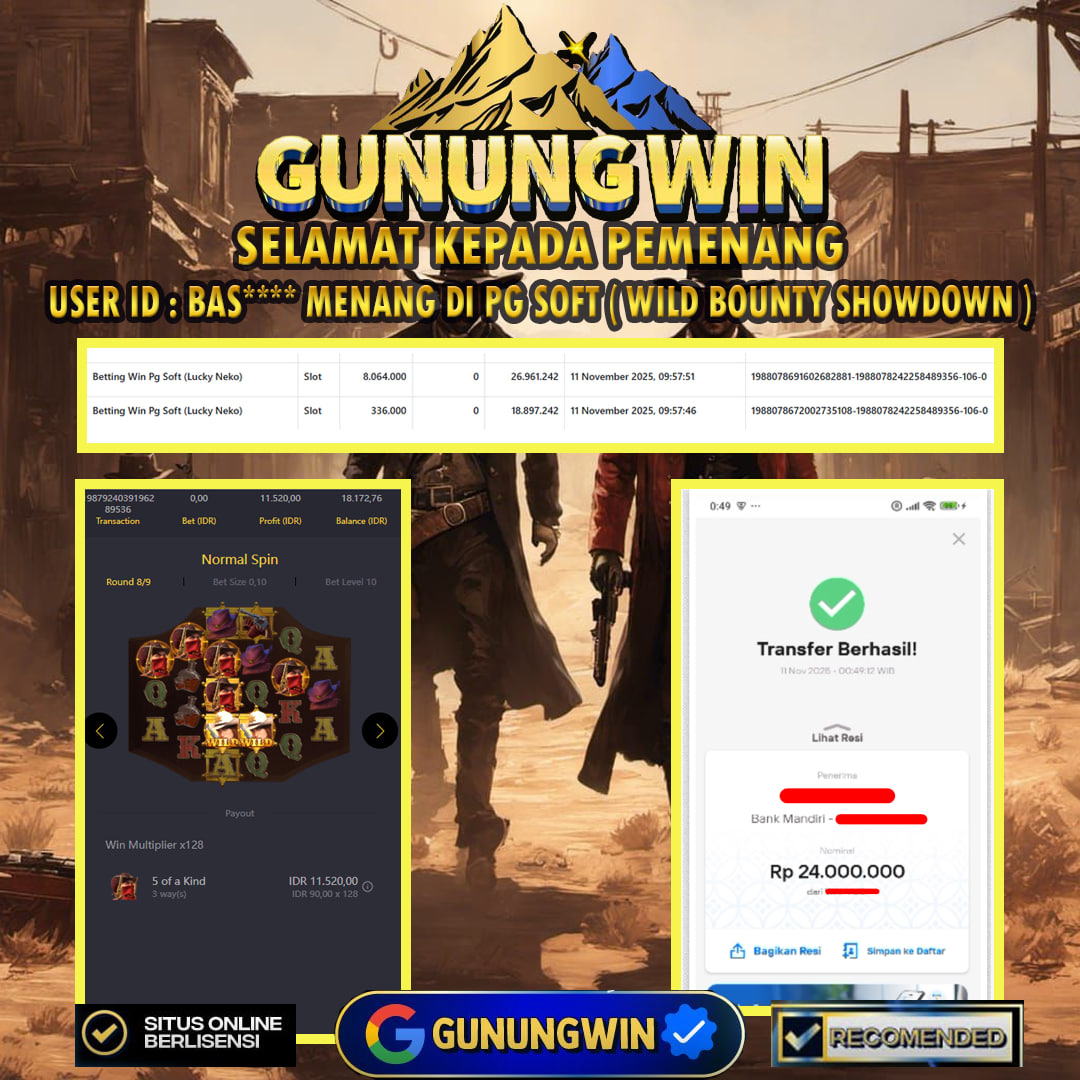 BUKTI WITHDRAW Wild Bounty Showdown GUNUNGWIN
