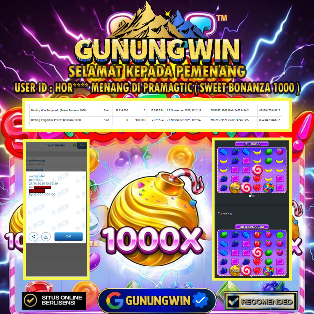 BUKTI WITHDRAW Sweet Bonanza 1000 - Pragmatic Gunungwin