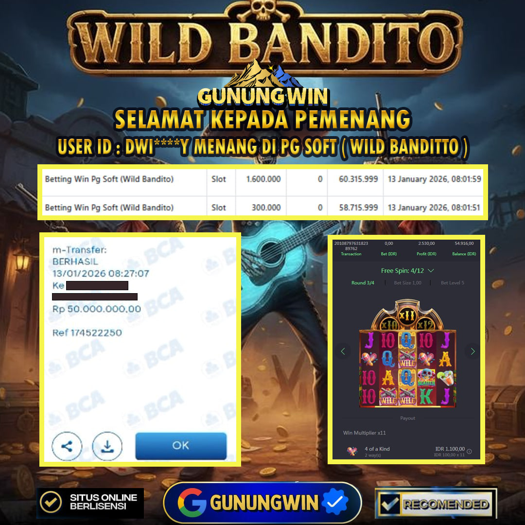 BUKTI WITHDRAW Wild Bandito - Pg Soft Gunungwin