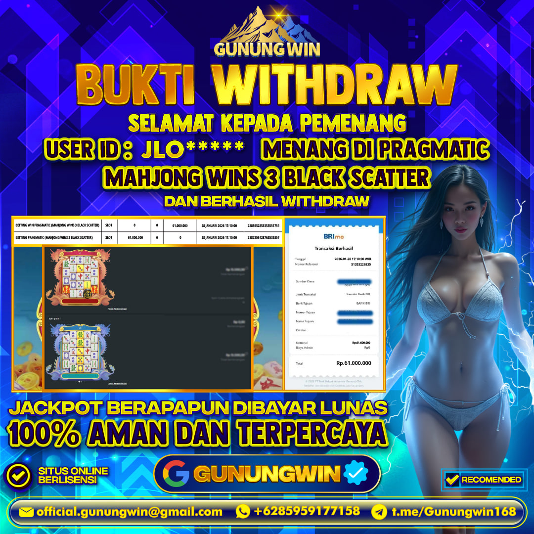 BUKTI WITHDRAW Mahjong Wins 3  - Pragmatic Gunungwin