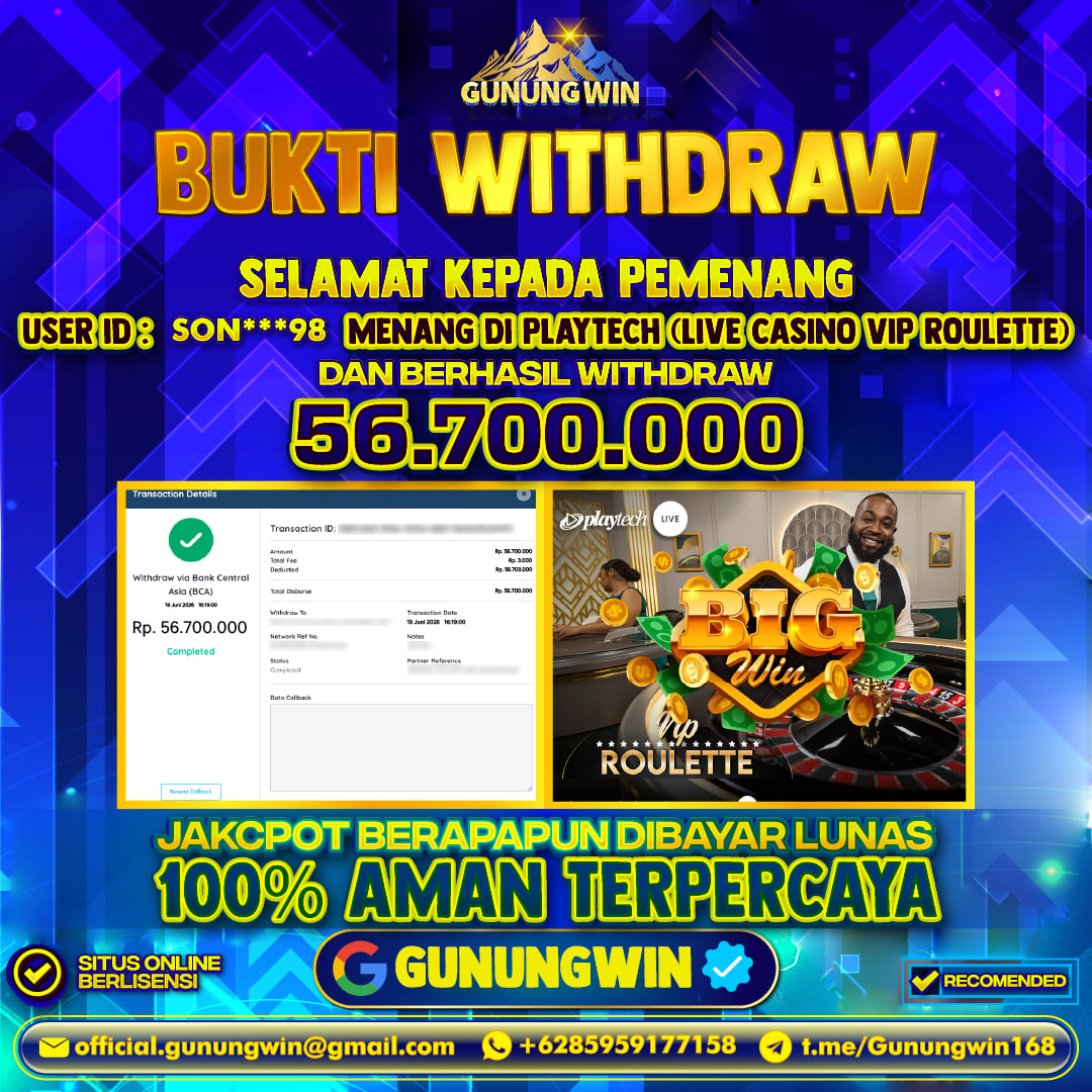 BUKTI WITHDRAW Vip Roulette - Live Casino Gunungwin