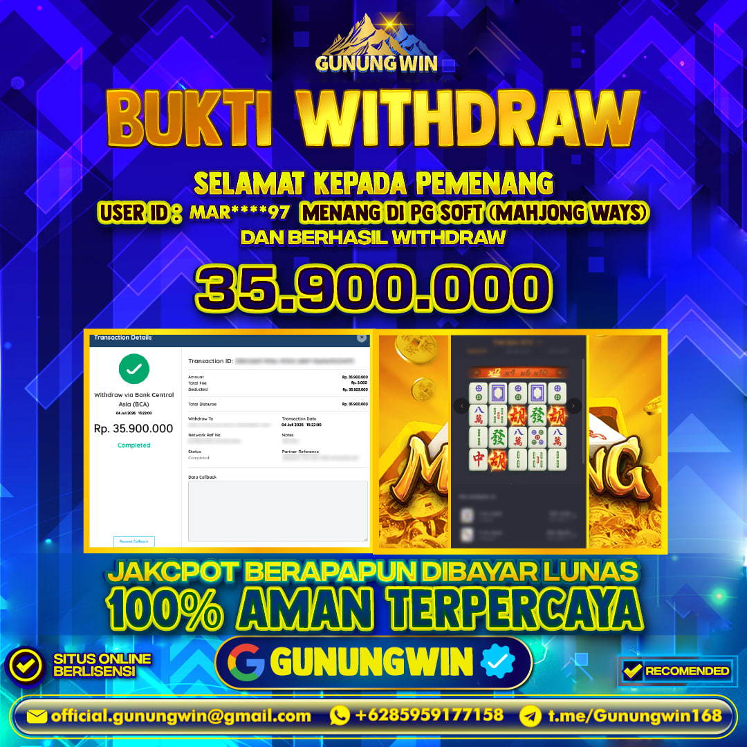 BUKTI WITHDRAW Mahjong Ways- Pg Soft Gunungwin