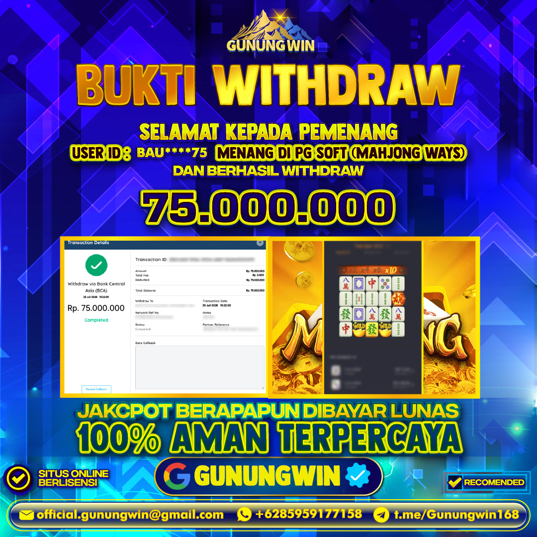 BUKTI WITHDRAW Mahjong Ways- Pg Soft Gunungwin