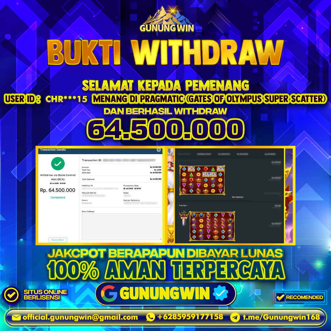 BUKTI WITHDRAW Gates Of Oliympus Super Scater - Pragmatic Gunungwin