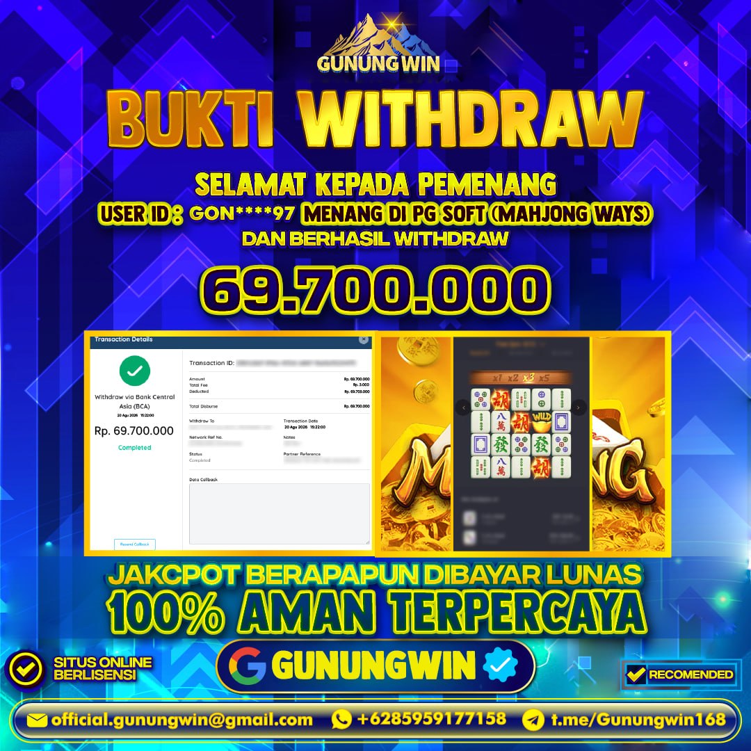 BUKTI WITHDRAW Mahjong Ways- Pg Soft Gunungwin